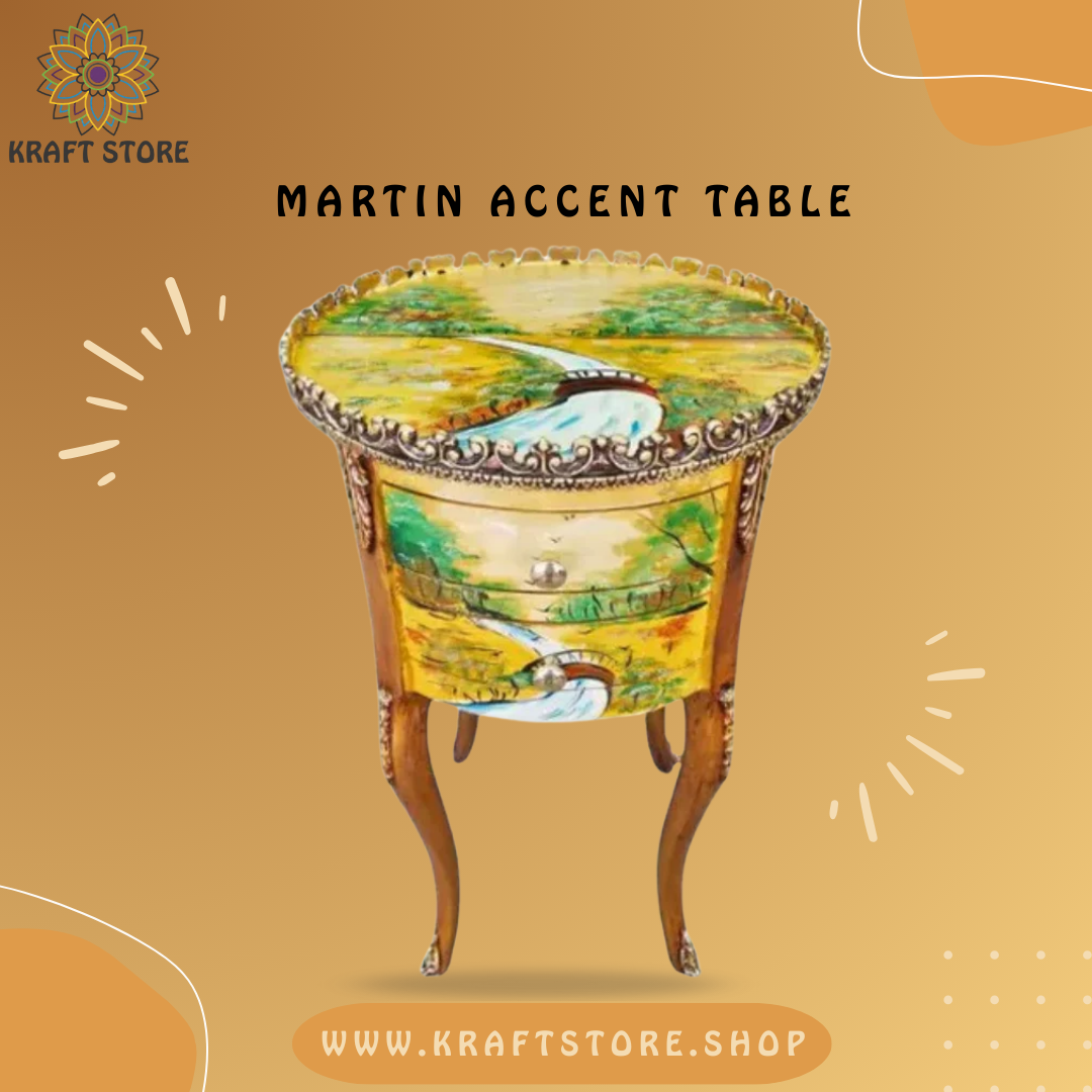 Martin Accent Table, hand-painted, detail view