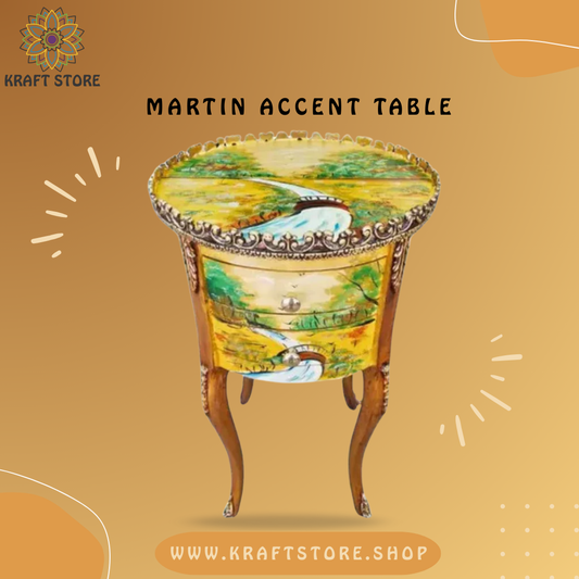 Martin Accent Table, hand-painted, detail view
