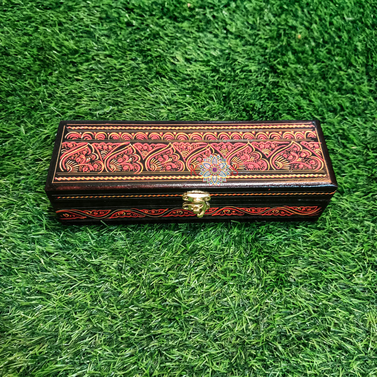 Naqashi Jewelry Box Geometry Box, Sheesham Wood, open view