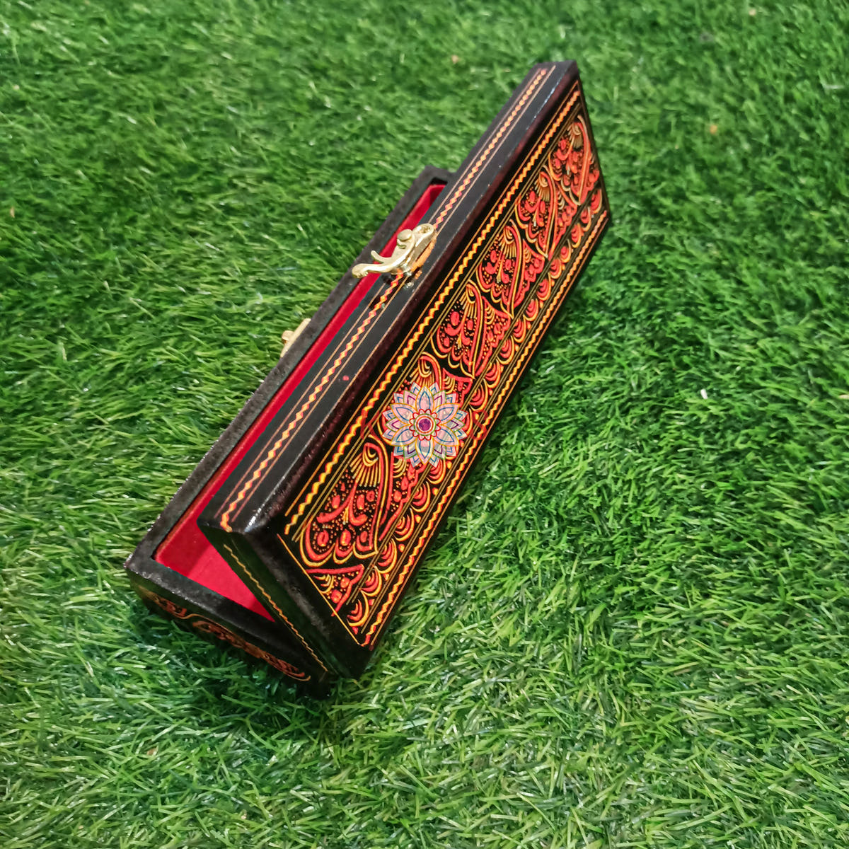 Naqashi Jewelry Box Geometry Box, Sheesham Wood, front view