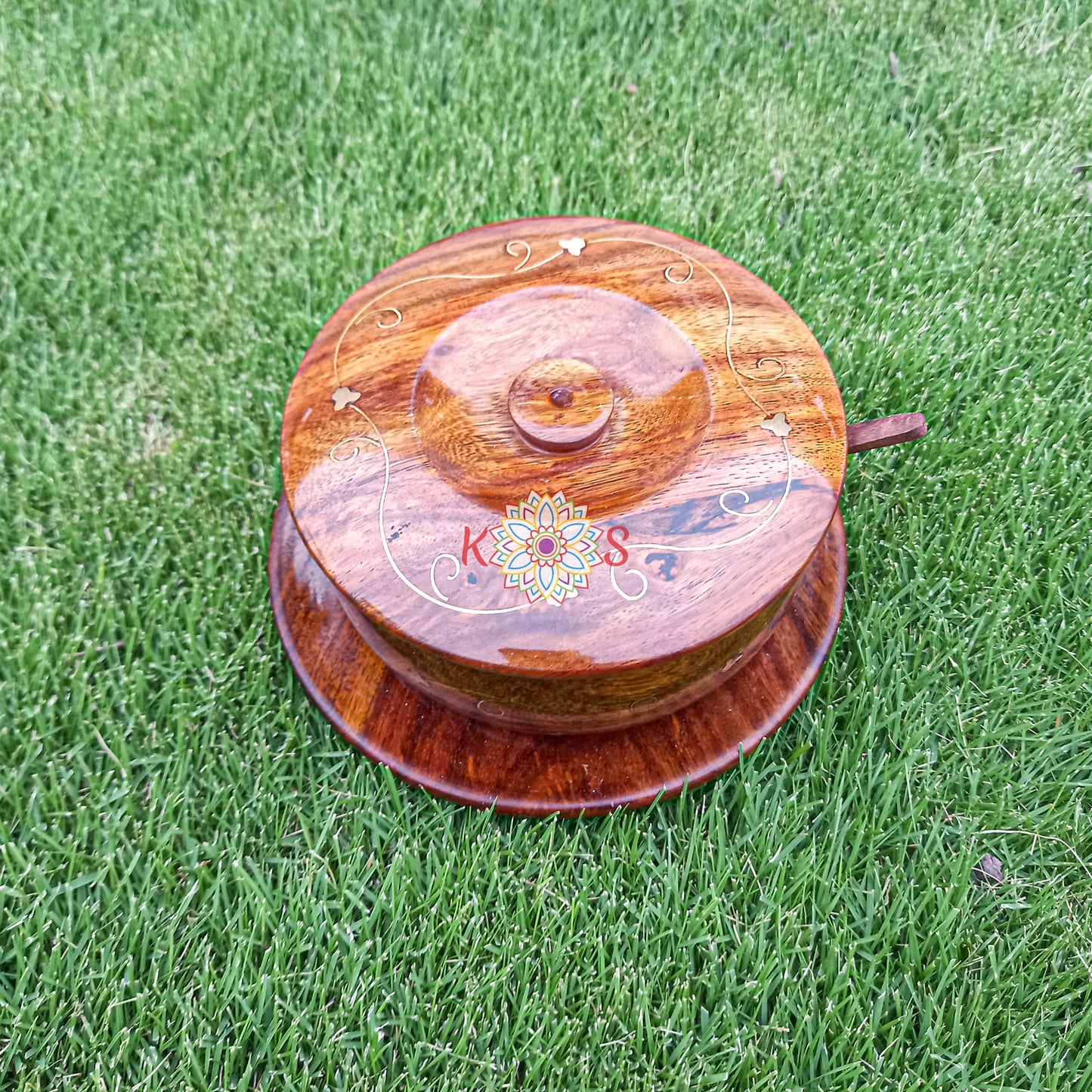 Large Sugar Pot handmade with Brass Inlay Work