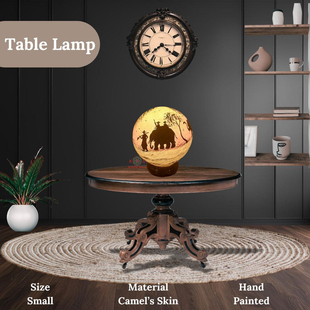 Table Lamp Bottle Design, Camel Skin, detail shot