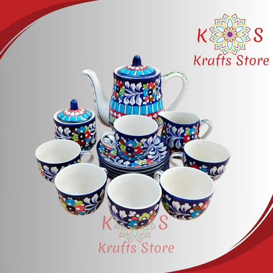 Pakistani Blue Pottery, Pakistani Handicrafts, Multani Blue pottery, Tea Set