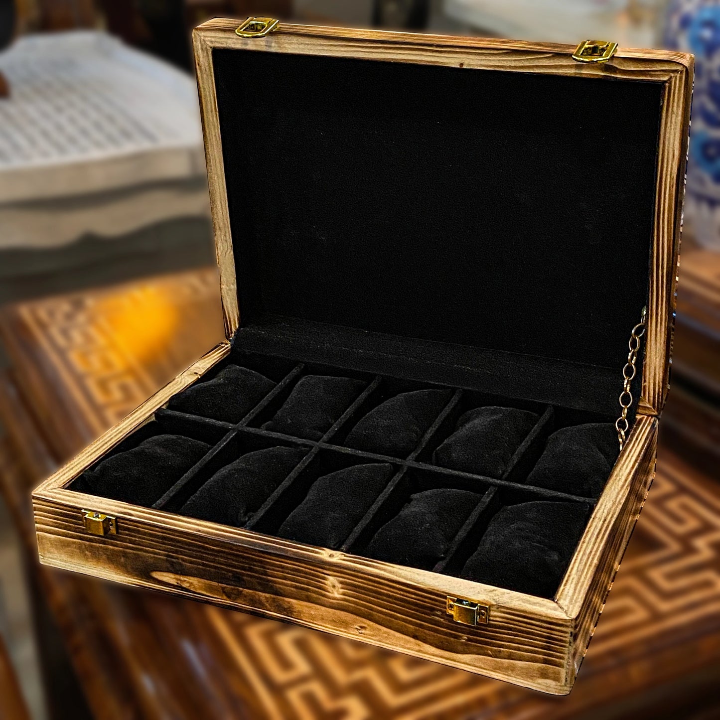 Antique Wooden Watch Box for 10 Watches