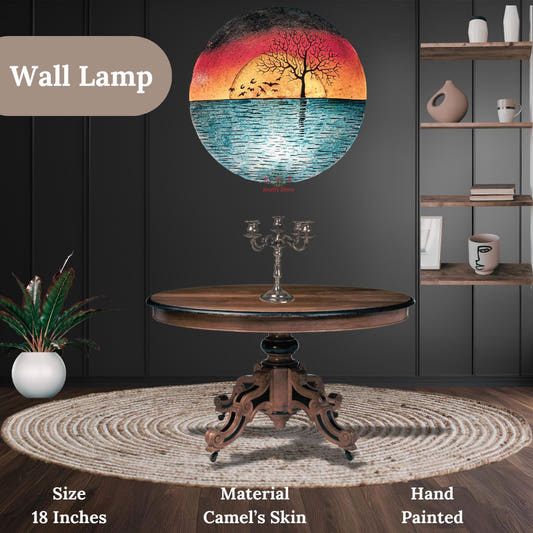 Floral Art Wall Lamp, Camel Skin, front view
