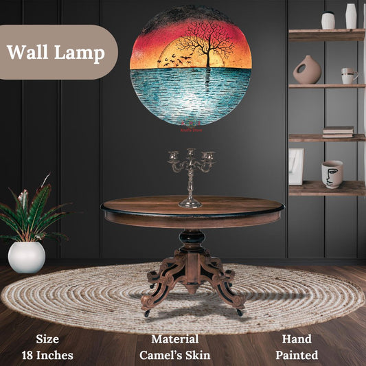 Floral Art Wall Lamp, Camel Skin, front view