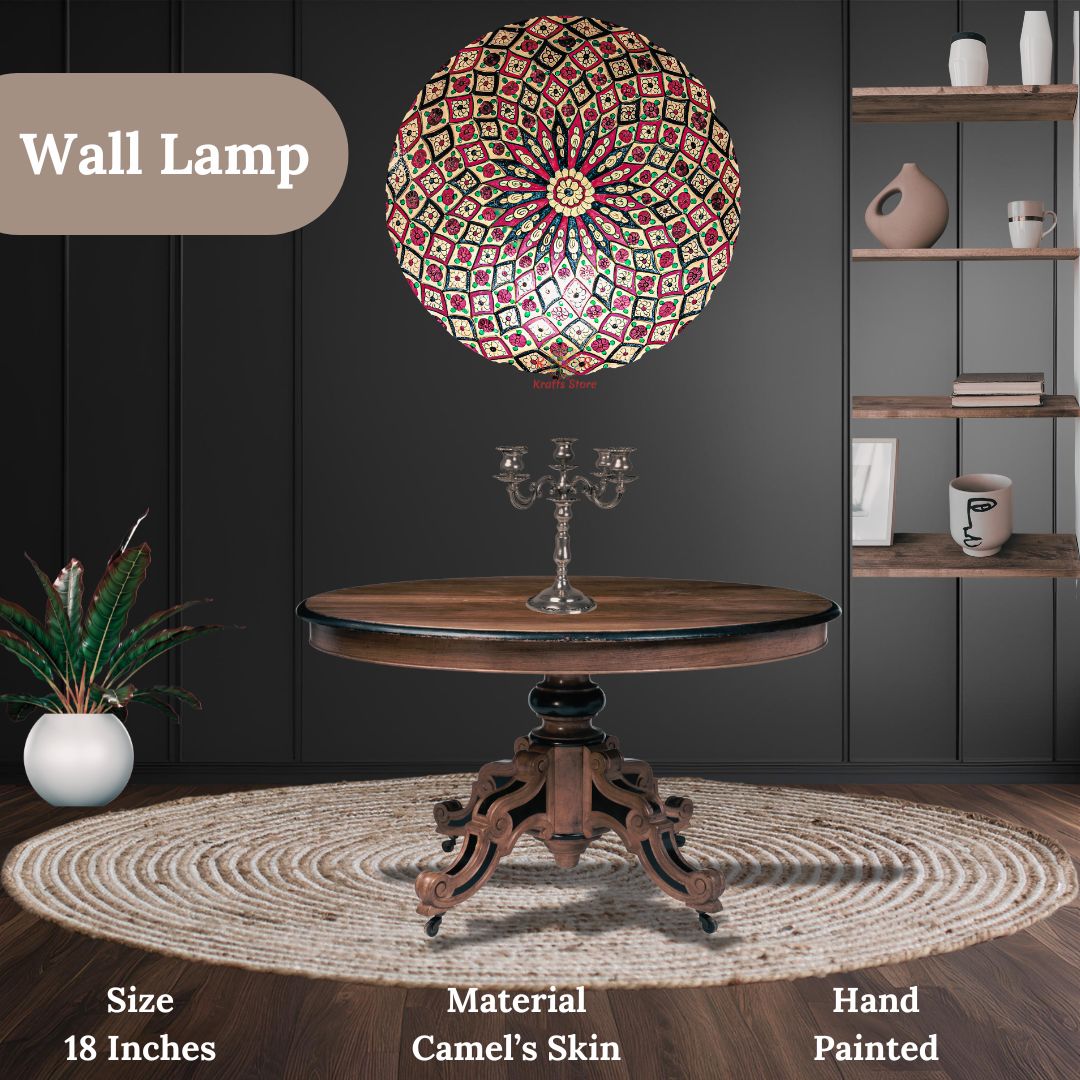 Arabesque Pattern Wall Lamp, Camel Skin, front view