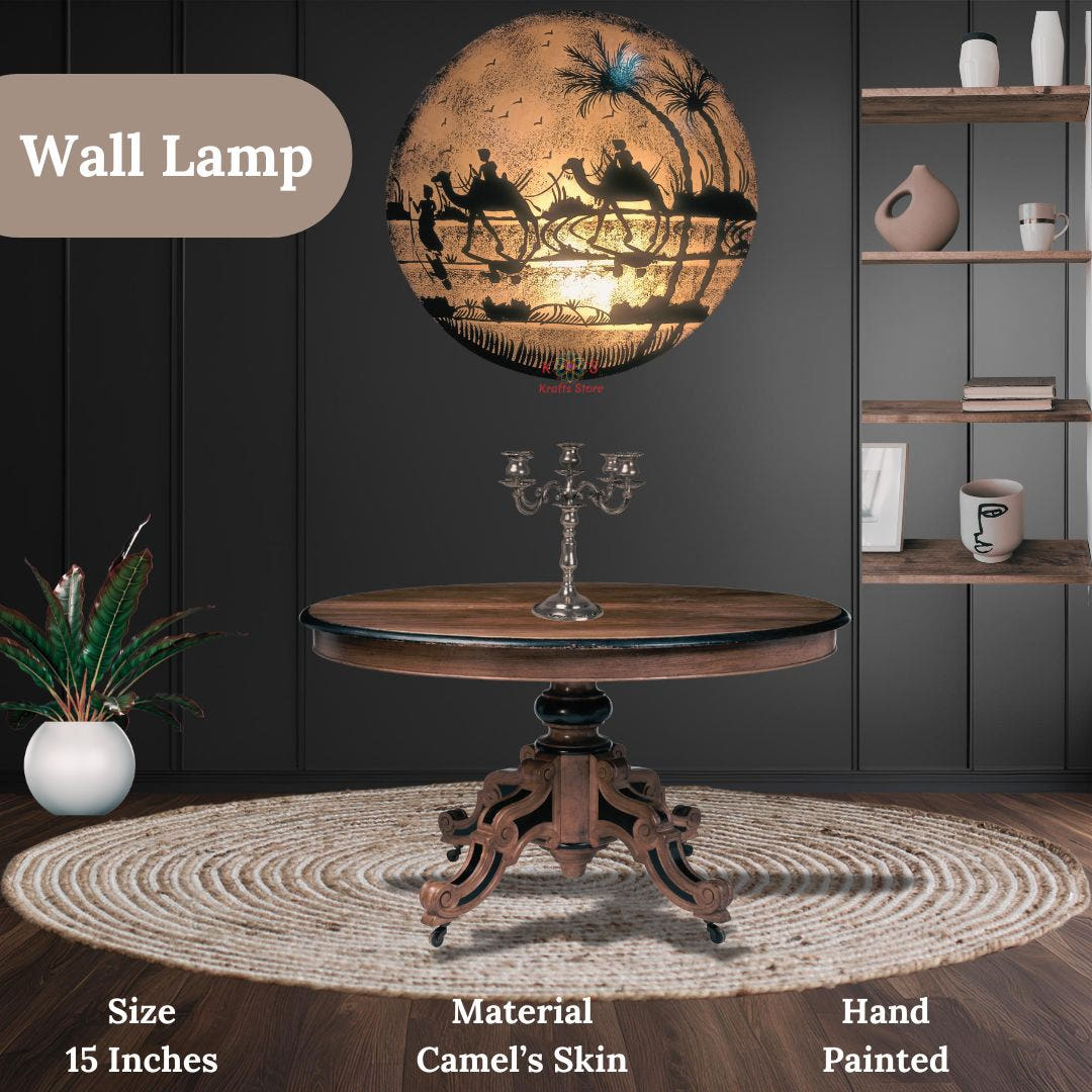 Birds and Flowers Wall Lamp, Camel Skin, front view