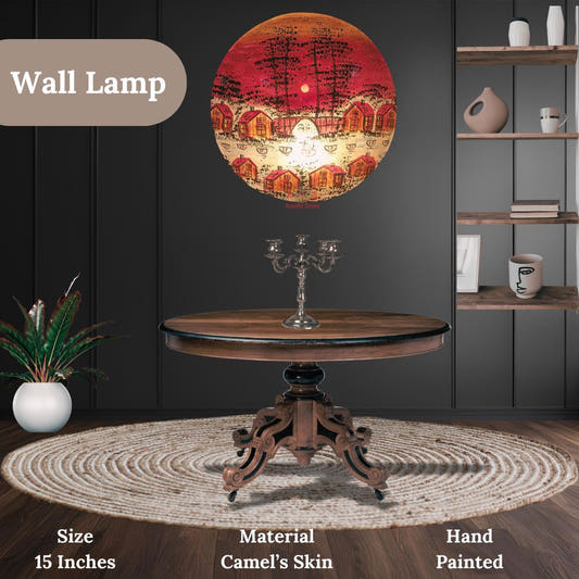 Desert Scene Wall Lamp, Camel Skin, front view