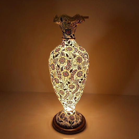 Vase Shape Floor Lamp, Camel Skin, 33 Inches, front view