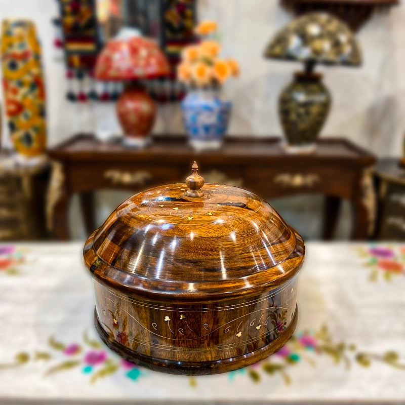 Natural Hotpot With Steel Bowl and topped With Brass Work