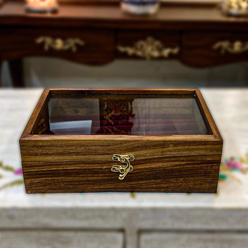 Cufflinks Box Large With Glass Lid