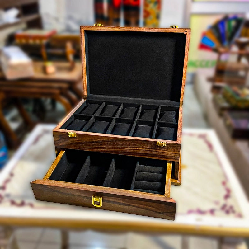 Multi-Functional Organizer with Drawer for Watches, Sunglasses, Cufflinks, Rings & Earrings