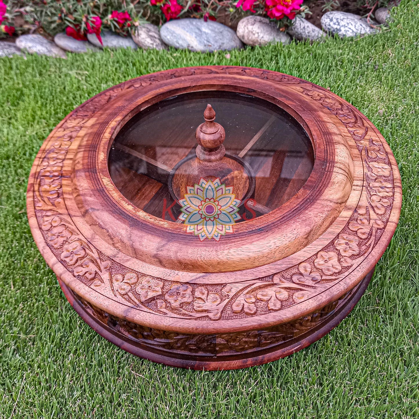 Dry Fruits Serving Bowl with Carving Work and 5 Fixed Partitions