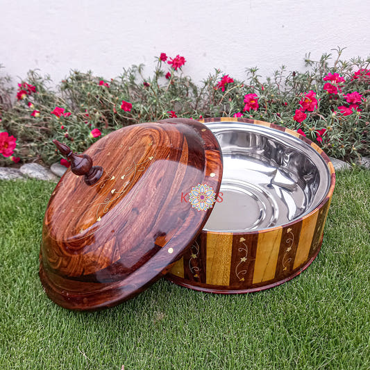 Slice Design Hotpot with Steel Bowl and Brass Work, front view