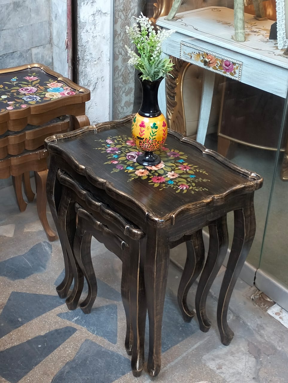 Nesting Tables with hand painted work