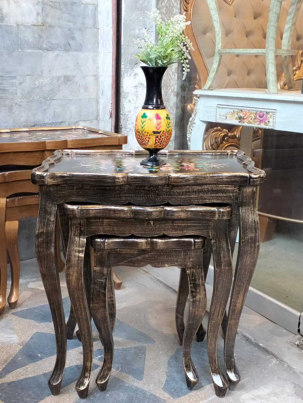 Nesting Tables with hand painted work