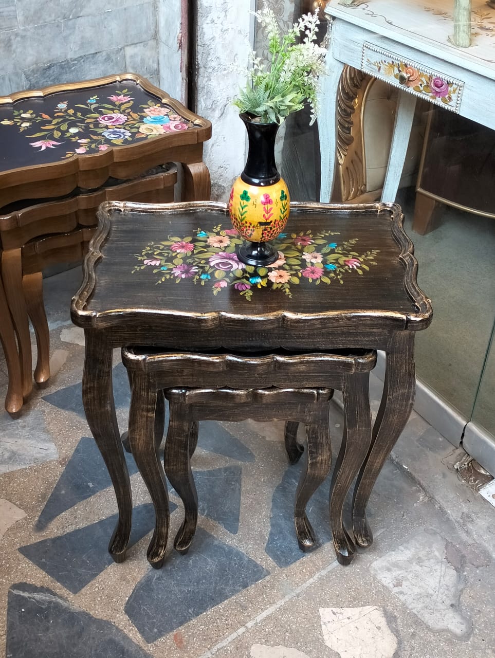 Nesting Tables with hand painted work