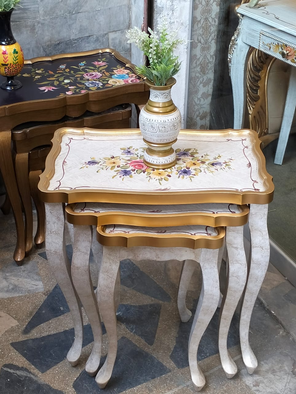 Nesting Tables with hand painted work