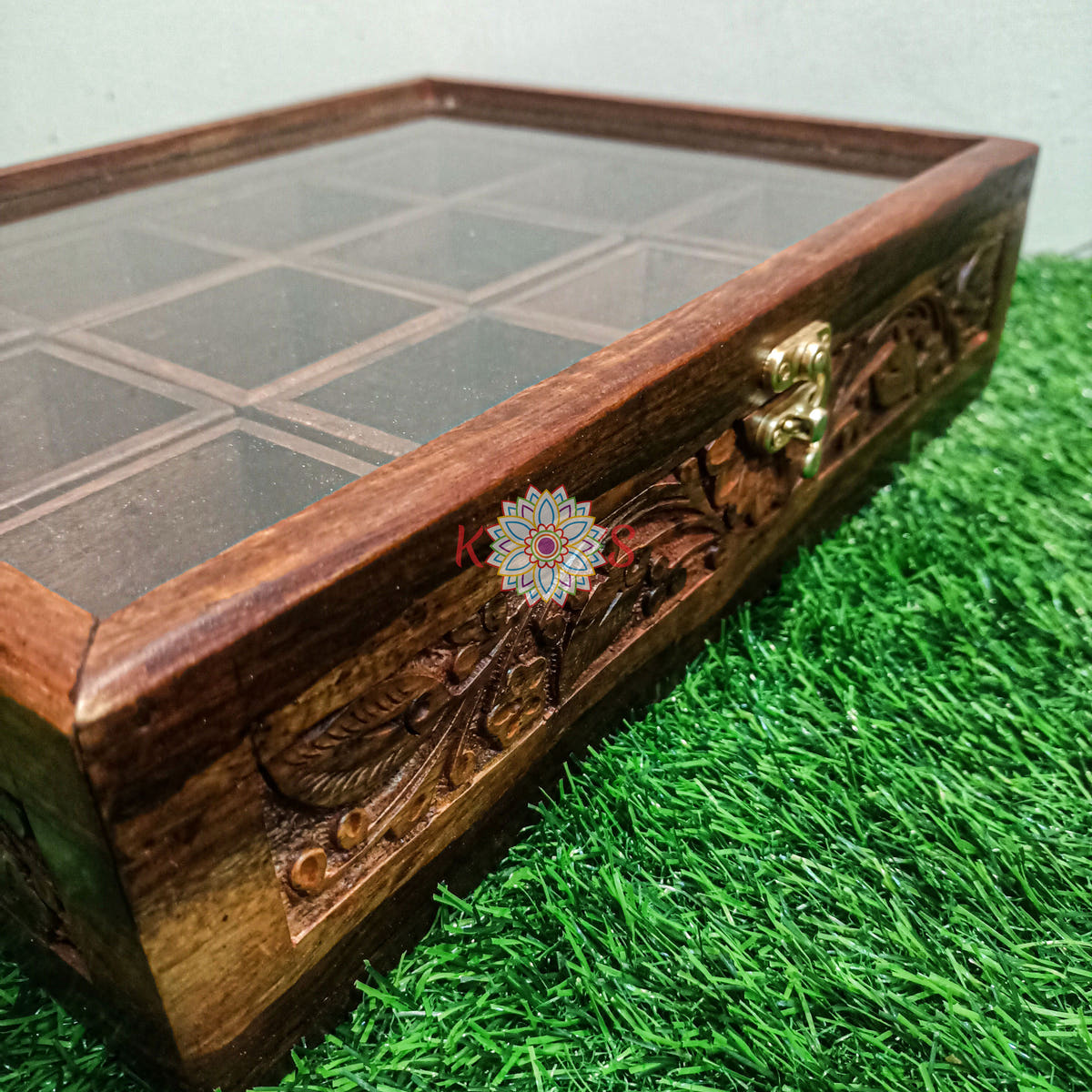 Masala Box with Carving Work, 12 Movable Compartments, open view