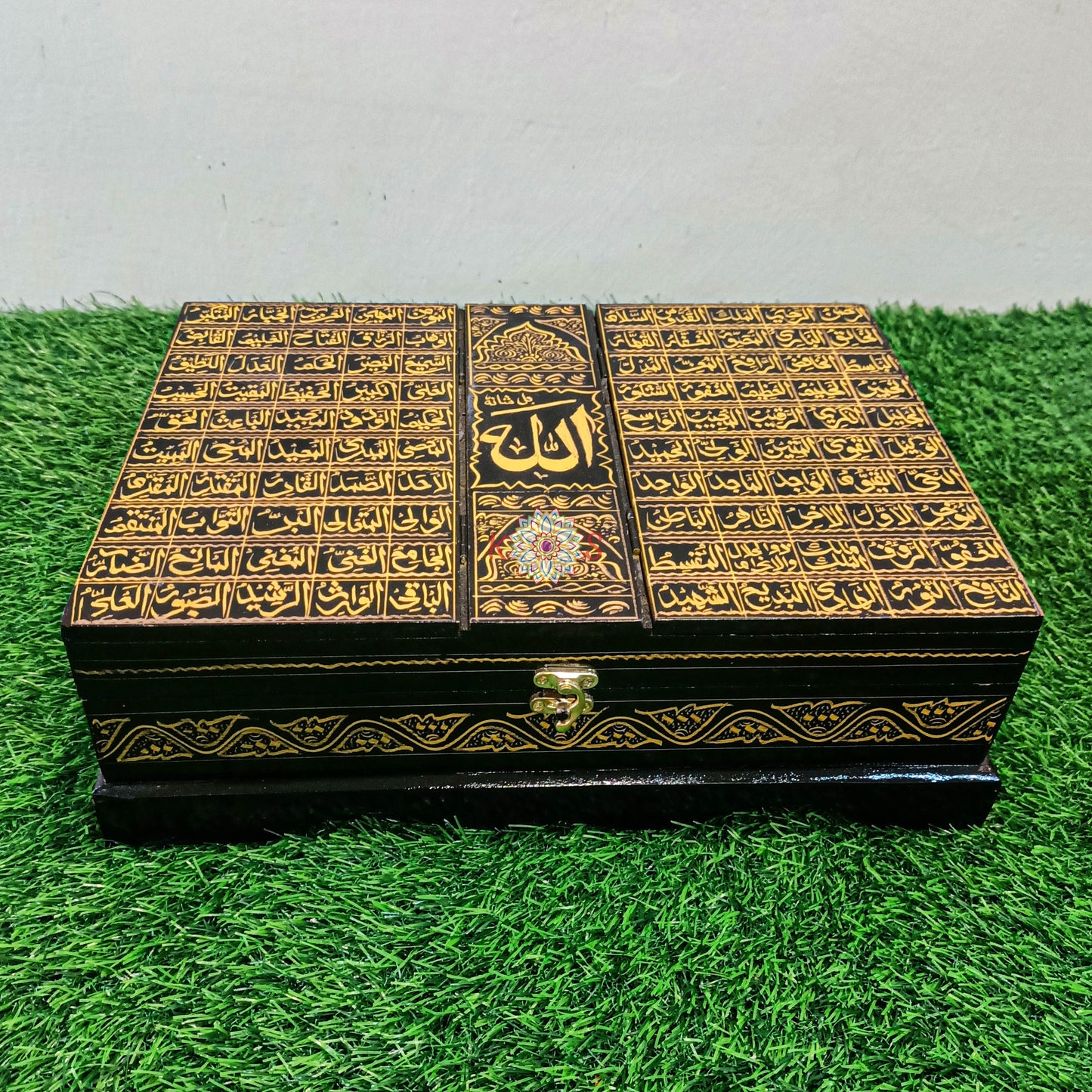 Quran Box with Rail and 99 Names of Allah Golden