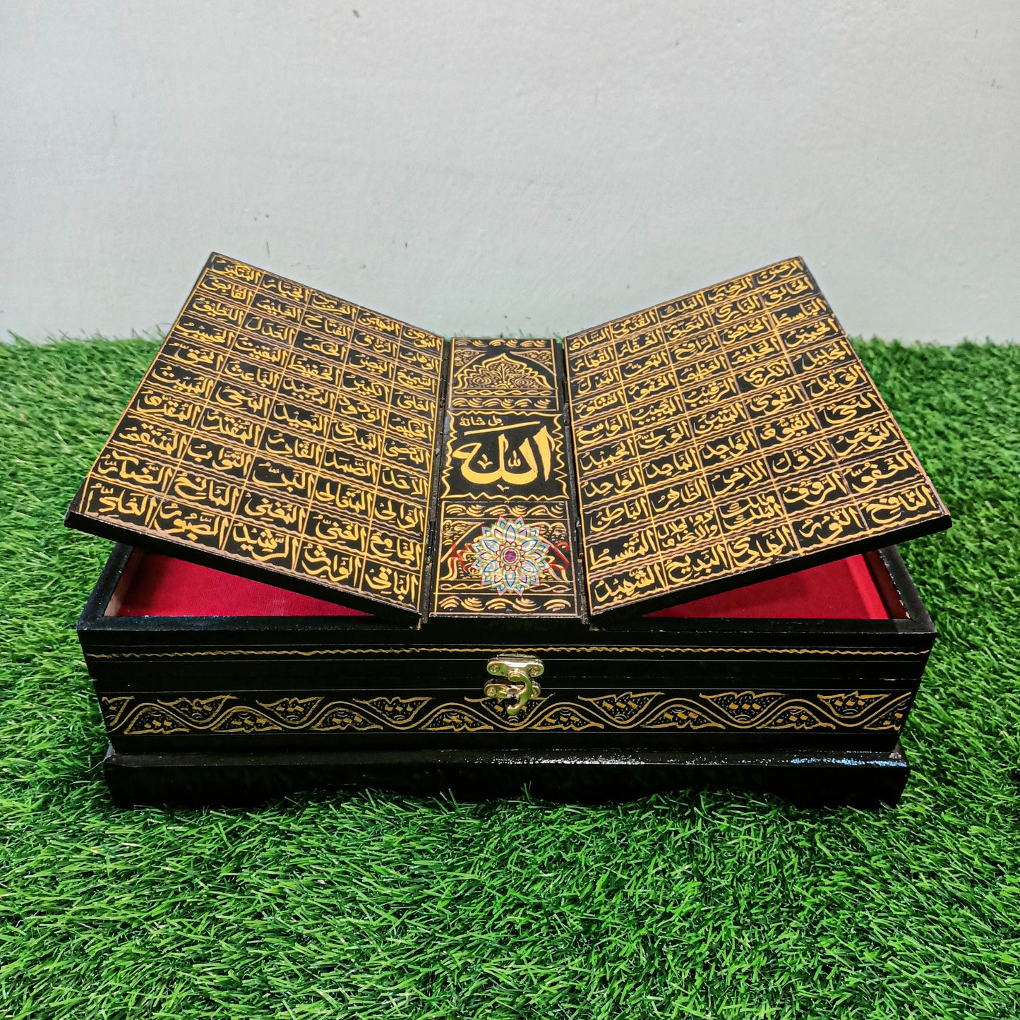 Quran Box with Rail and 99 Names of Allah Golden