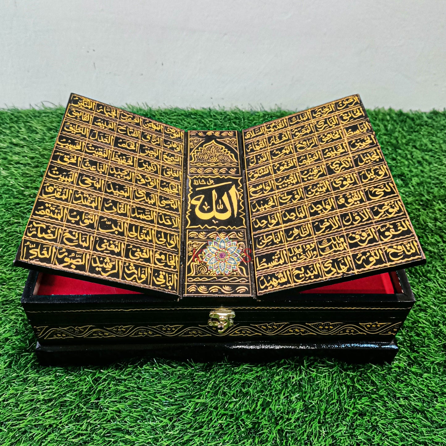 Quran Box with Rail and 99 Names of Allah Golden