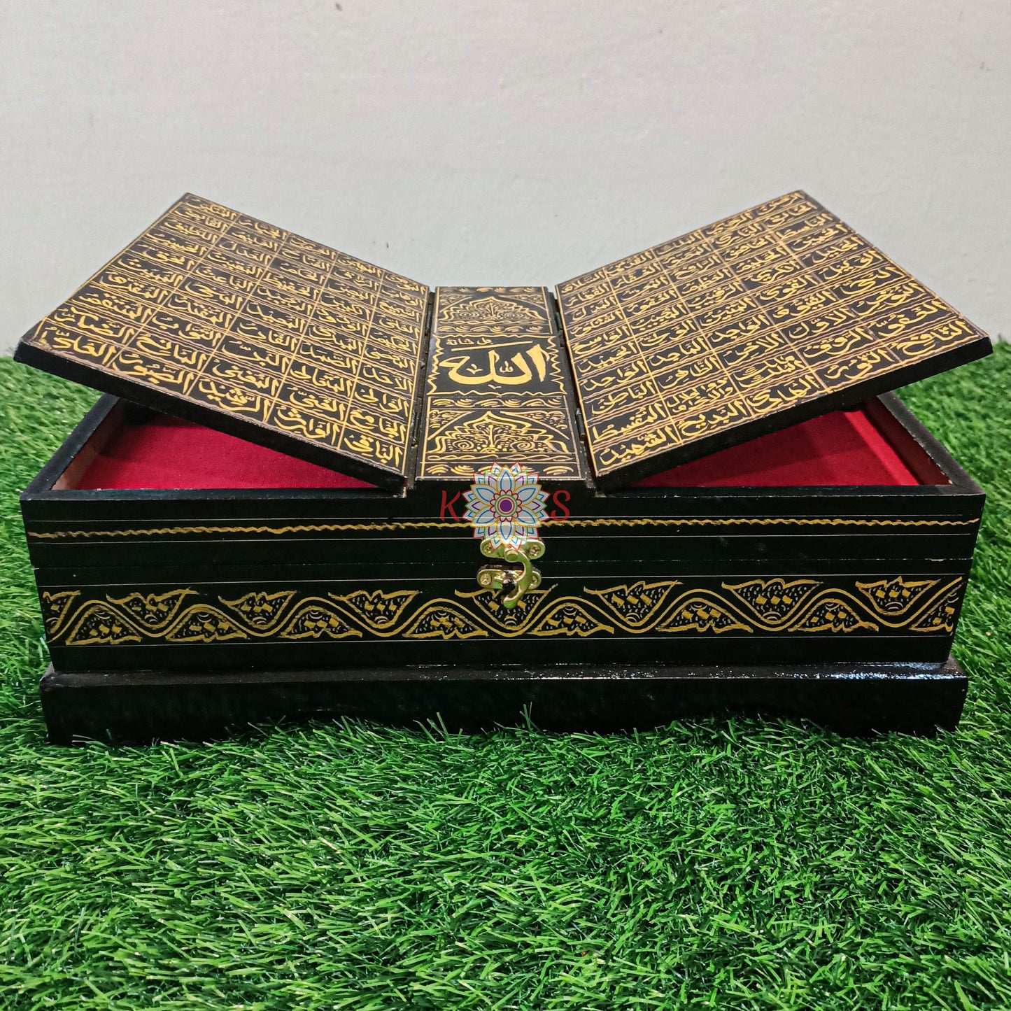 Quran Box with Rail and 99 Names of Allah Golden