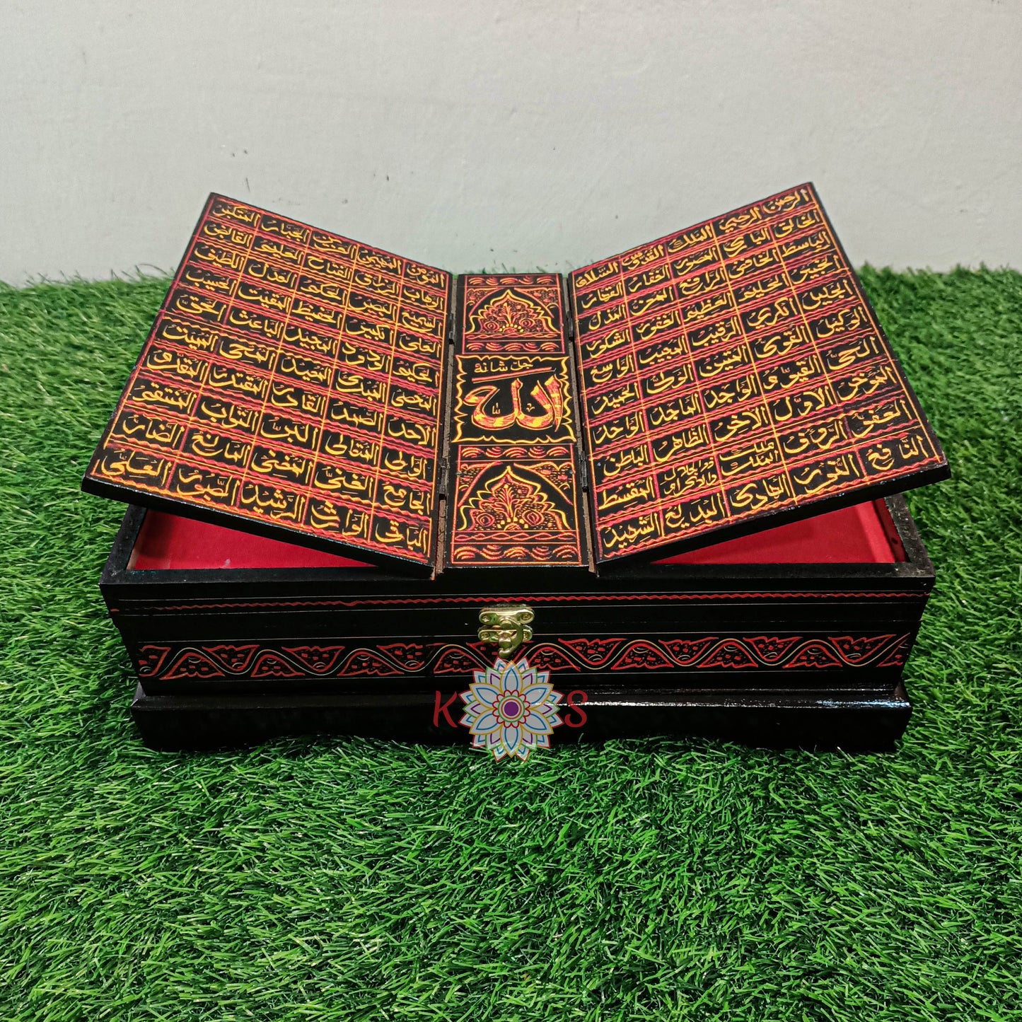 Quran Box with Rail and 99 Names of Allah Red