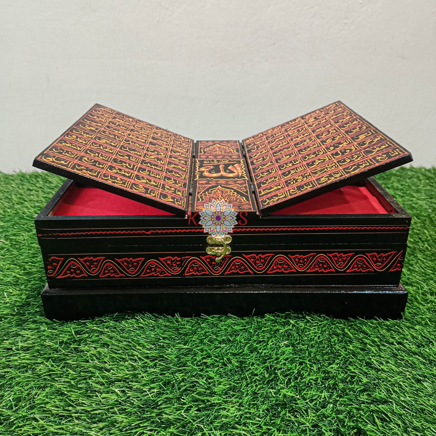 Quran Box with Rail and 99 Names of Allah Red