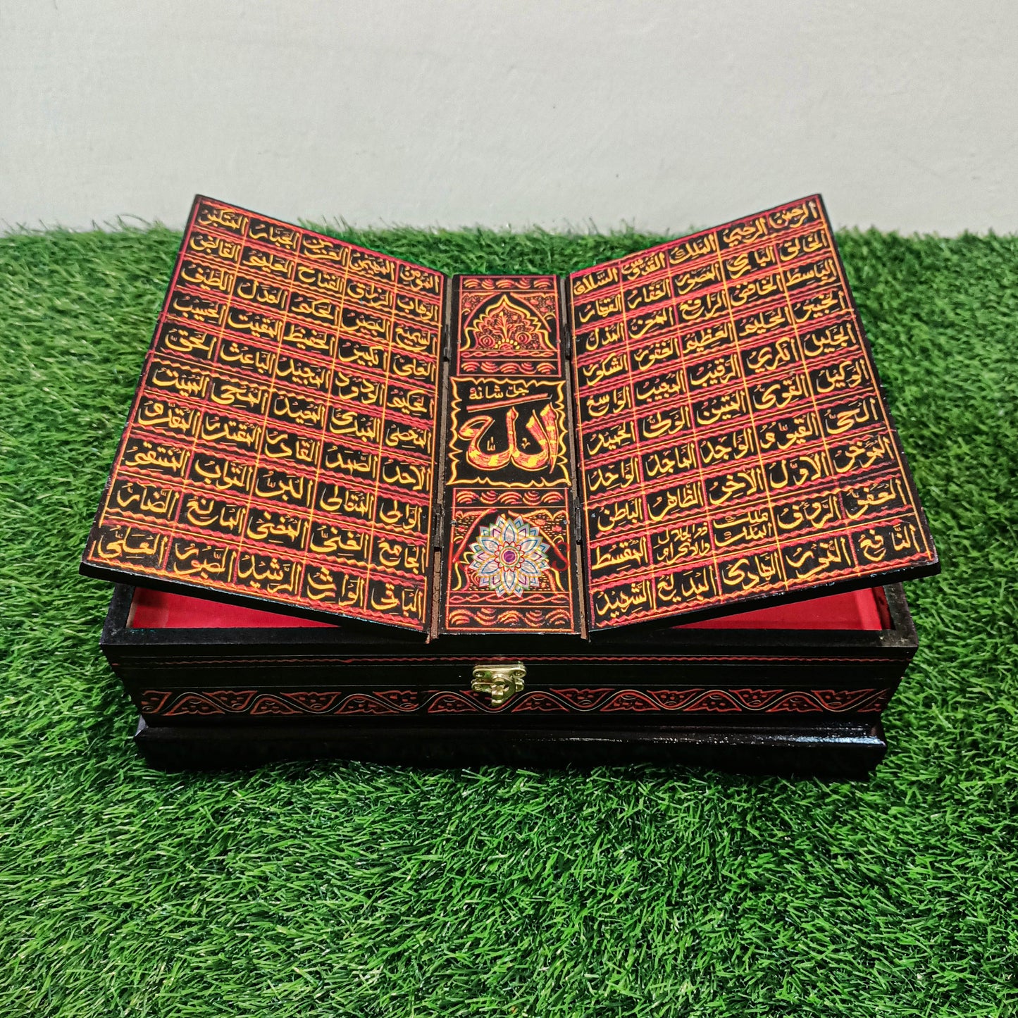 Quran Box with Rail and 99 Names of Allah Red