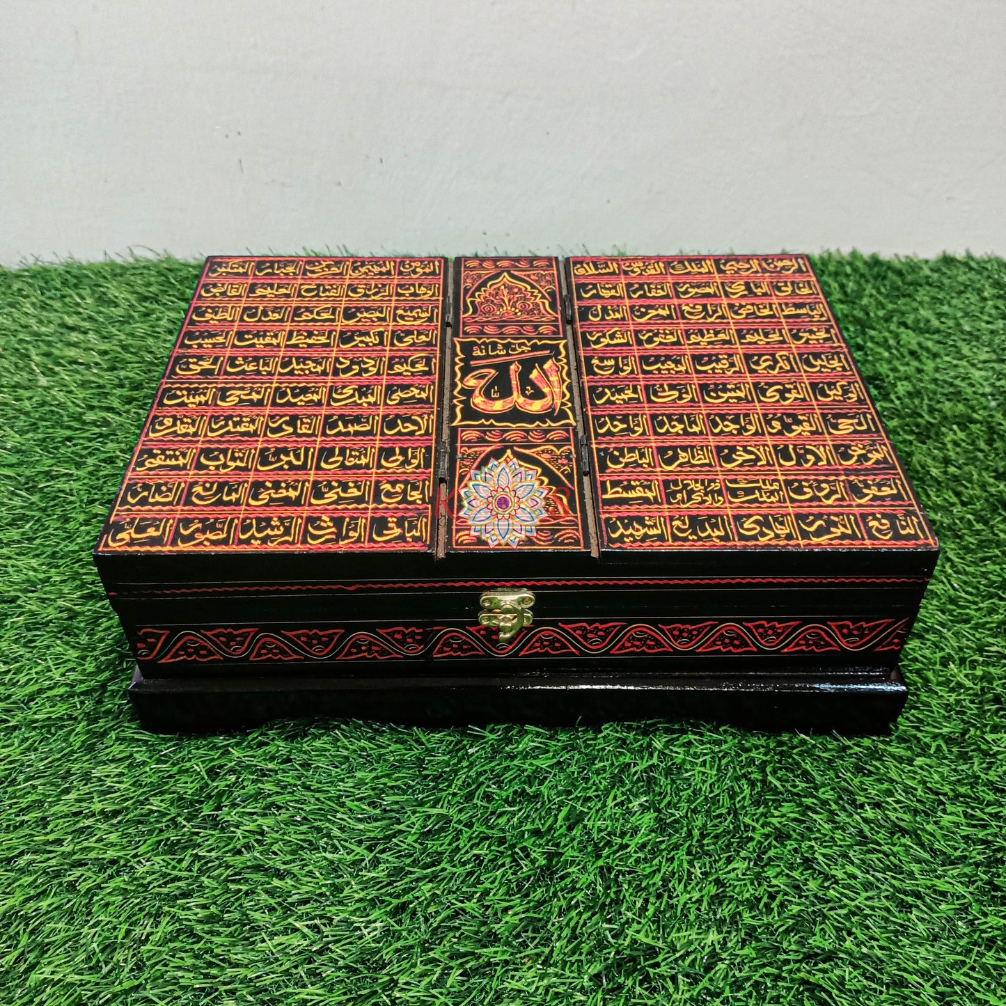 Quran Box with Rail and 99 Names of Allah Red