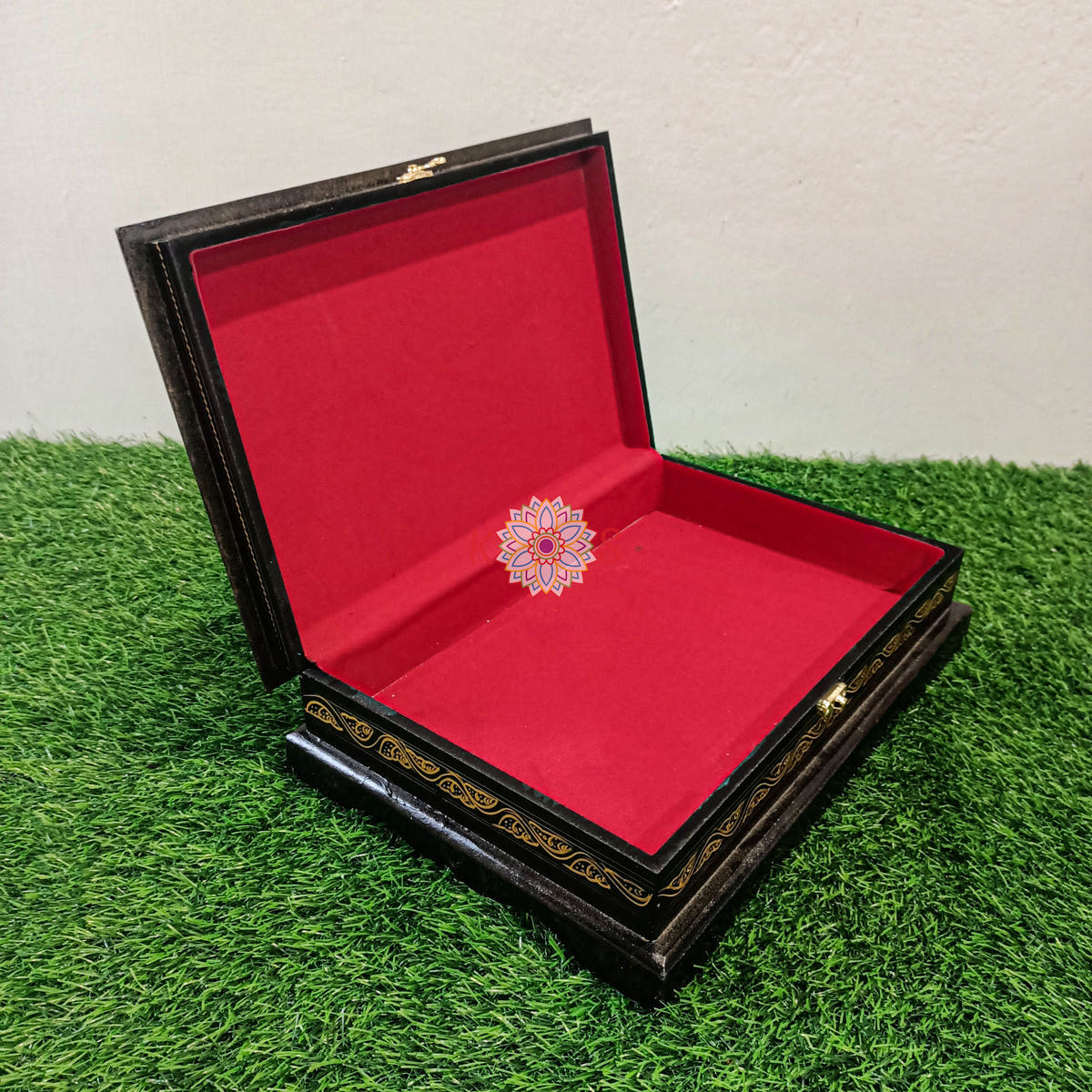 Quran Box Jewelry Box, Black and Golden, open view