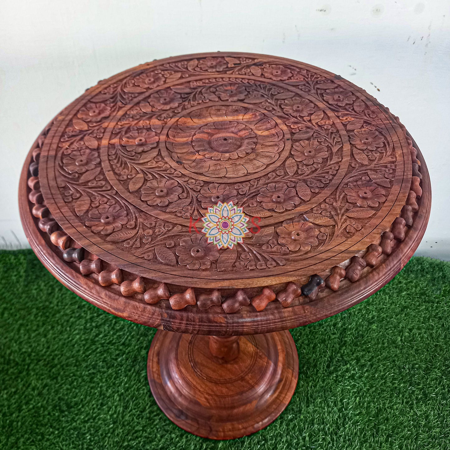 Coffee Table Topped With Hand Carving Art Work Uthai Design ( Carving Design May be Different )