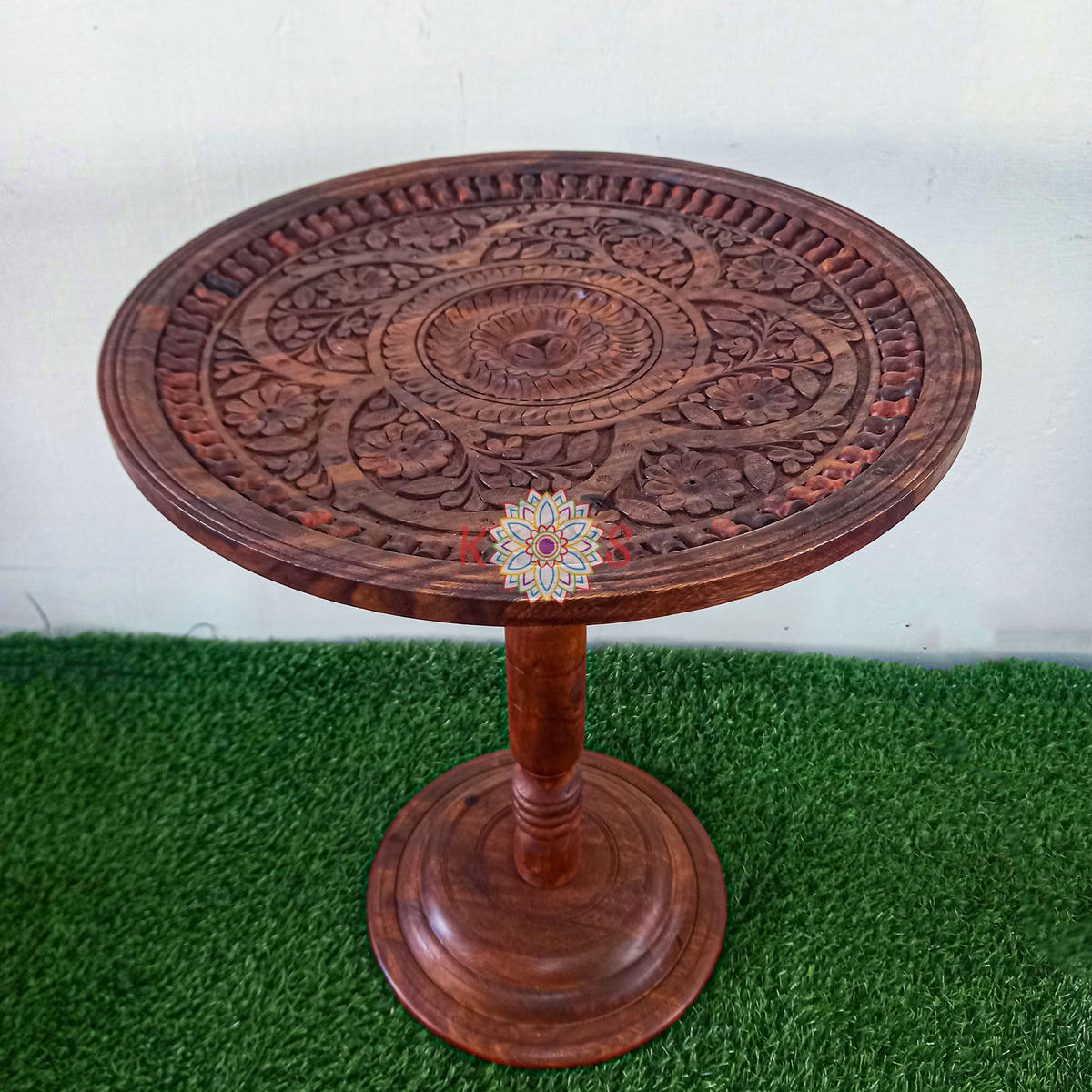 Coffee Table with Gehrai Carving Art Work, Sheesham Wood, front view